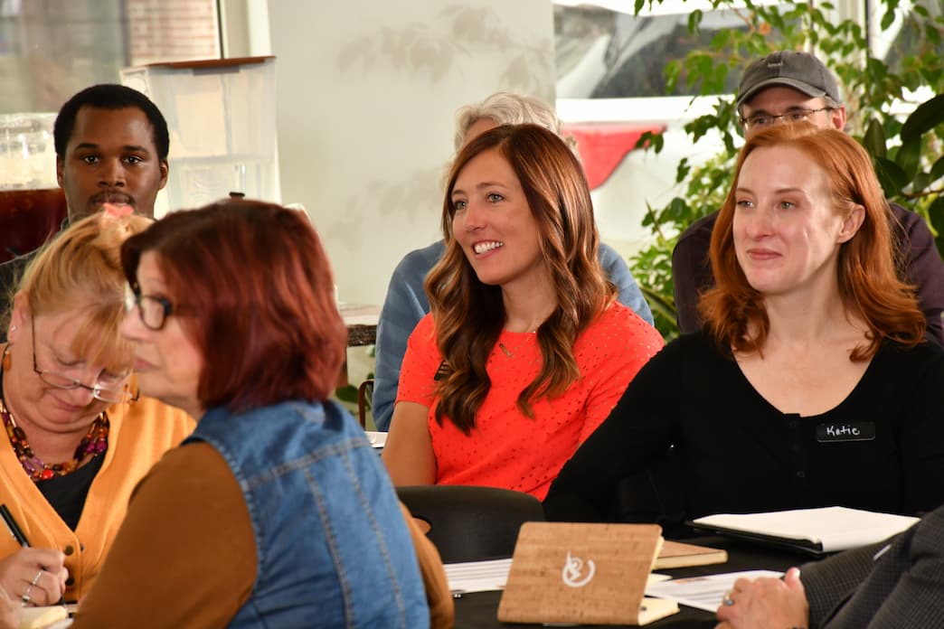 group listening at a presentation