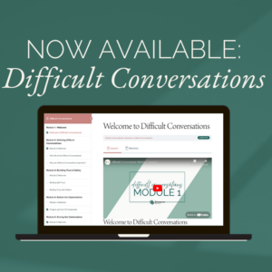 Difficult Conversations course interface on a laptop